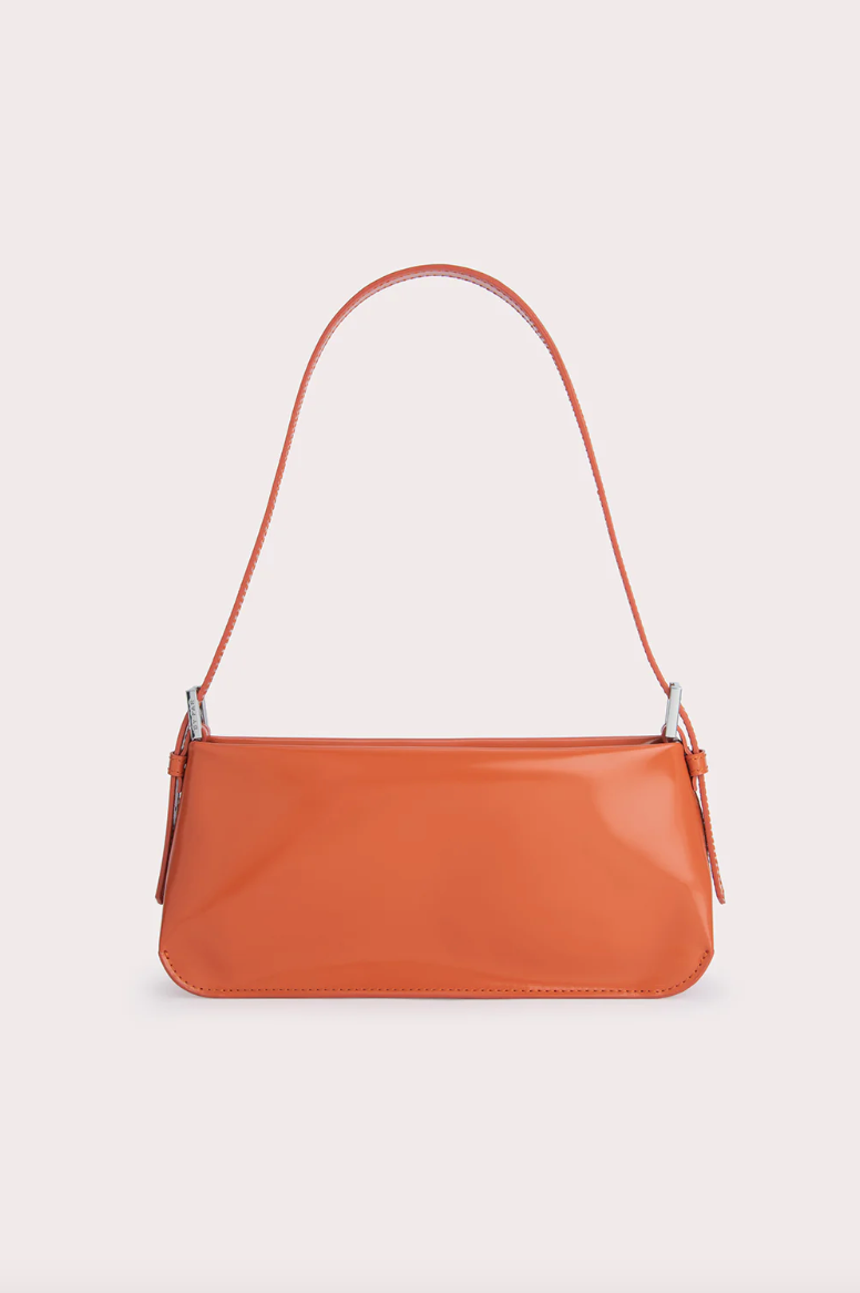 Orange patent leather purse hot sale